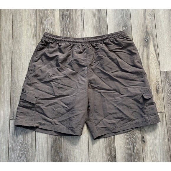 Reebok Athletic Cargo Brown Shorts 100% Nylon Drawstring Mens Size Large - Picture 1 of 10